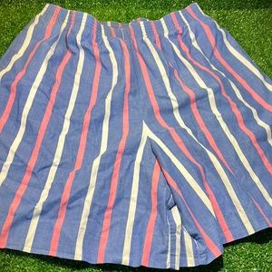 L.L. Bean Stretch WAIST Shorts 100% Cotton PINK BLUE AND WHITE